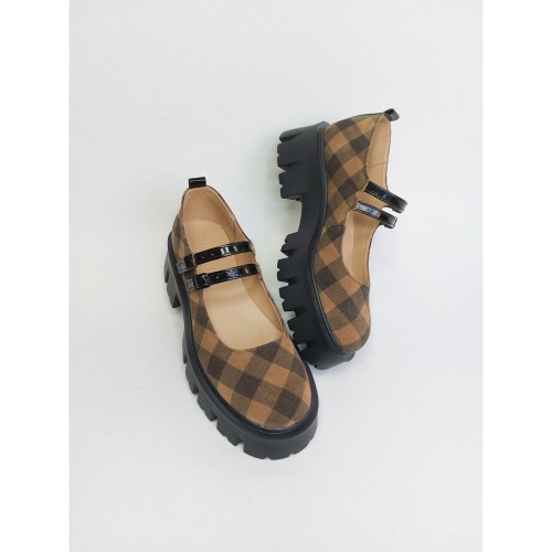 Туфлі Мері Джейн помаранчеві в клітинку 2