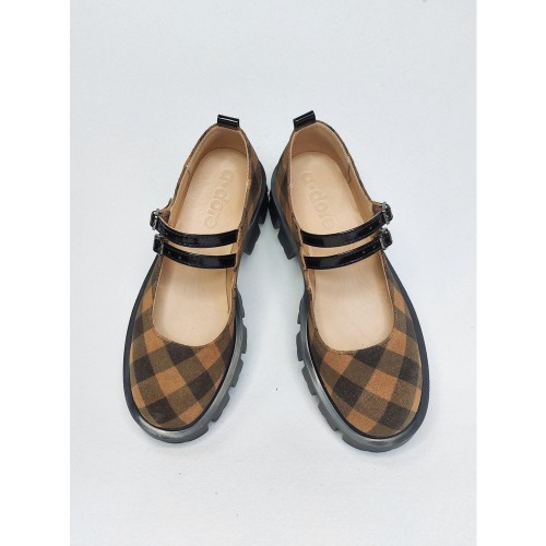 Туфлі Мері Джейн помаранчеві в клітинку 3