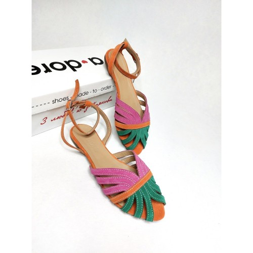 Vintage фуксія-зелений замша 3