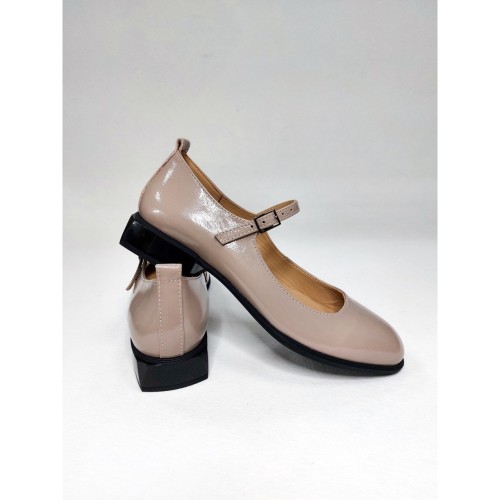 Балетки Мері Джейн капучино лаковані 2