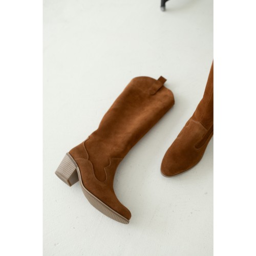 Козаки чоботи замша, бургунді 1