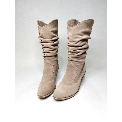 Козаки призібрані, замша, бжеві 1