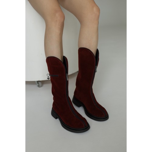 Чоботи зі змійками, бордо 2