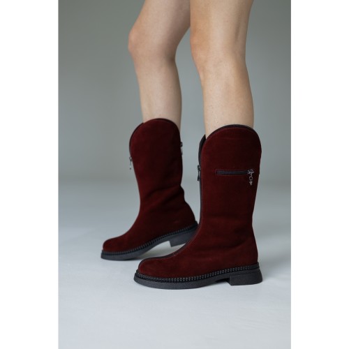 Чоботи зі змійками, бордо 1