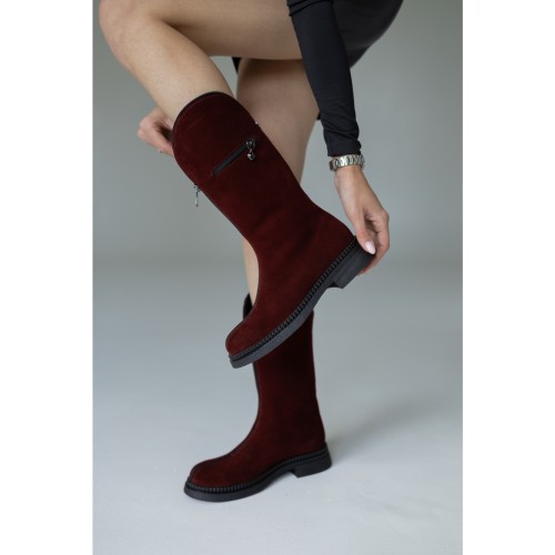 Чоботи зі змійками, бордо 5