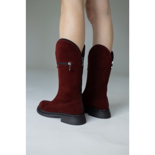 Чоботи зі змійками, бордо 4