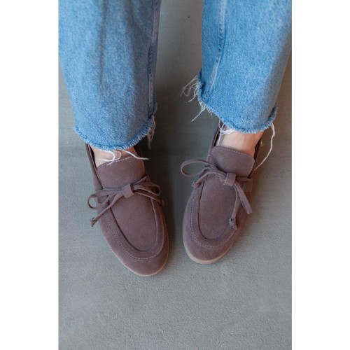 Лофери Лора зі шнурівкою замша, колір Візон 4