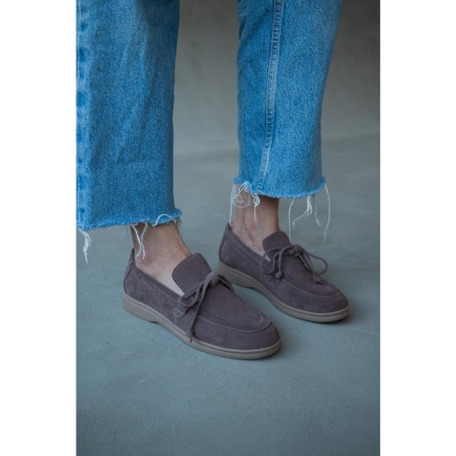 Лофери Лора зі шнурівкою замша, колір Візон 5