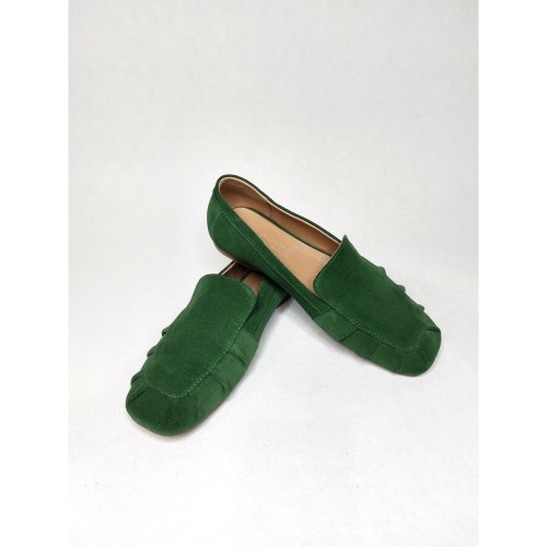 Лофери з драпіровкою, смарагдові, замша 1