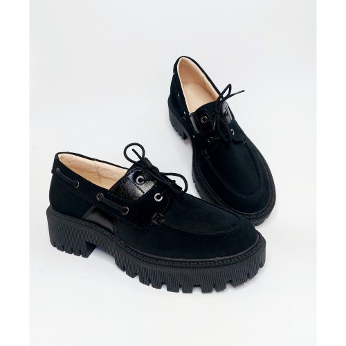 Топсайдери А  - 24  чорні замшеві на чорній підошві 2