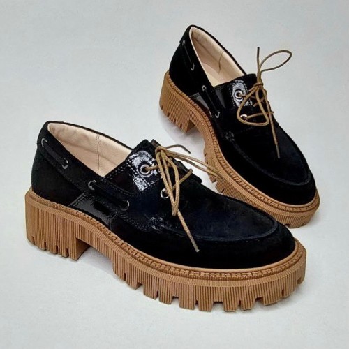 Топсайдери А  - 24  чорні замшеві на чорній підошві 4