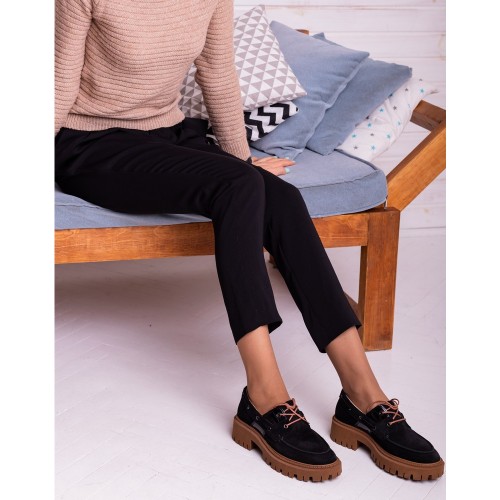 Топсайдери А  - 24  чорні замшеві на чорній підошві 3