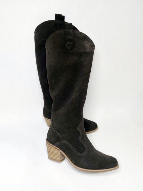 Козаки чоботи замша, темний шоколад 