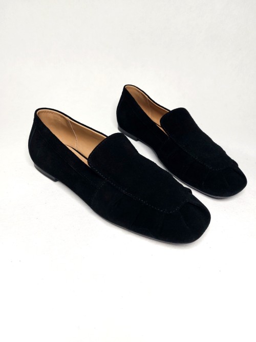 Лофери з драпіровкою, чорні, замша 