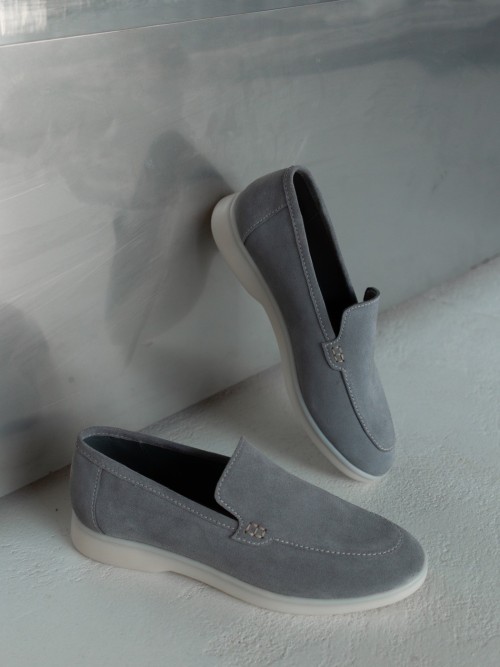 Лофери Лора замша, колір Сірий 