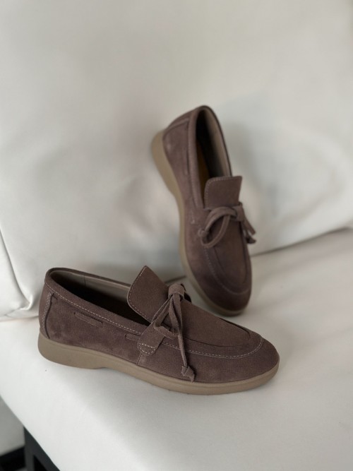 Лофери Лора зі шнурівкою замша, колір Візон 