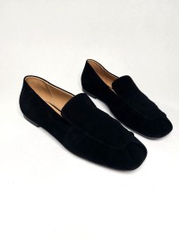 Лофери з драпіровкою, чорні, замша