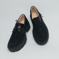 Топсайдери А  - 24  чорні замшеві на чорній підошві