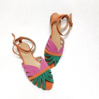 Vintage фуксія-зелений замша